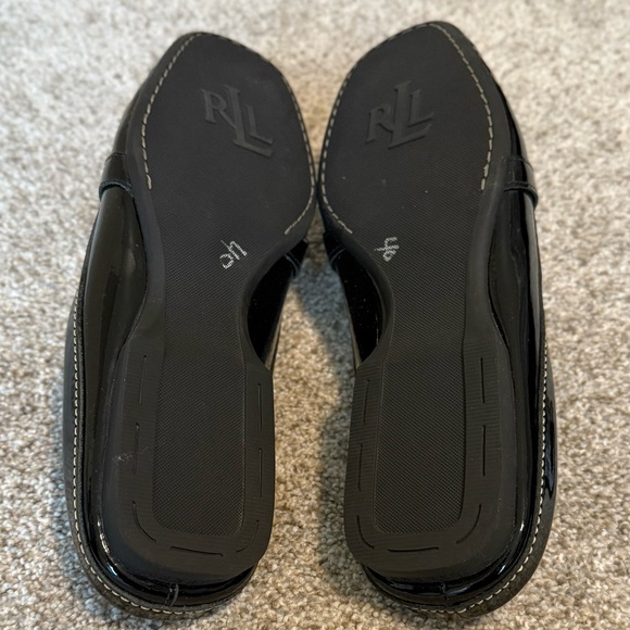 New-Lauren Ralph Lauren R.L.L. Carriel Black Patent Leather Loafer Slip-on Mules - Picture 2 of 3